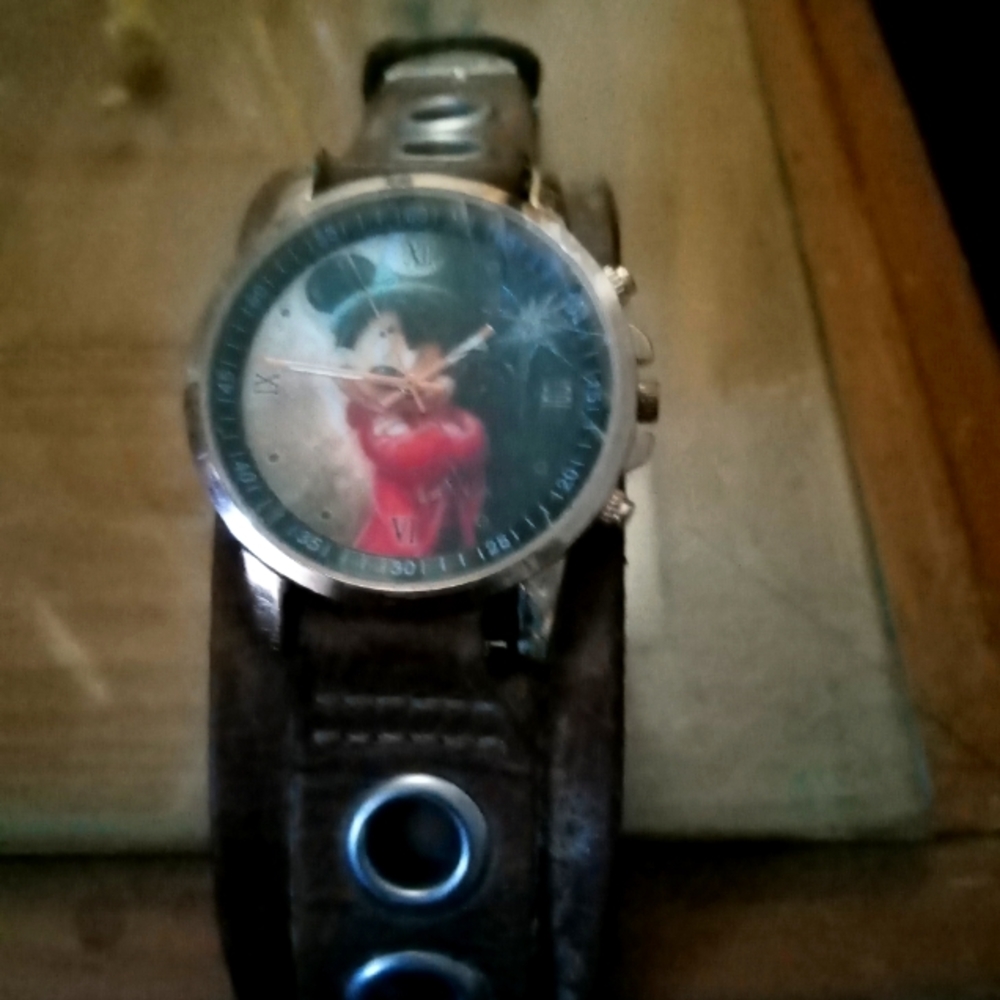 Mickey Mouse Watch with Leather Band.